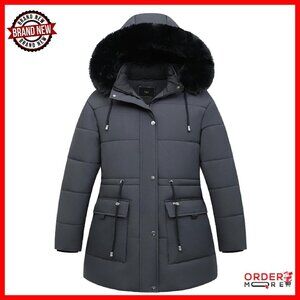 Plus Size Down Parka Jacket Waterproof Windproof Winter Warmth